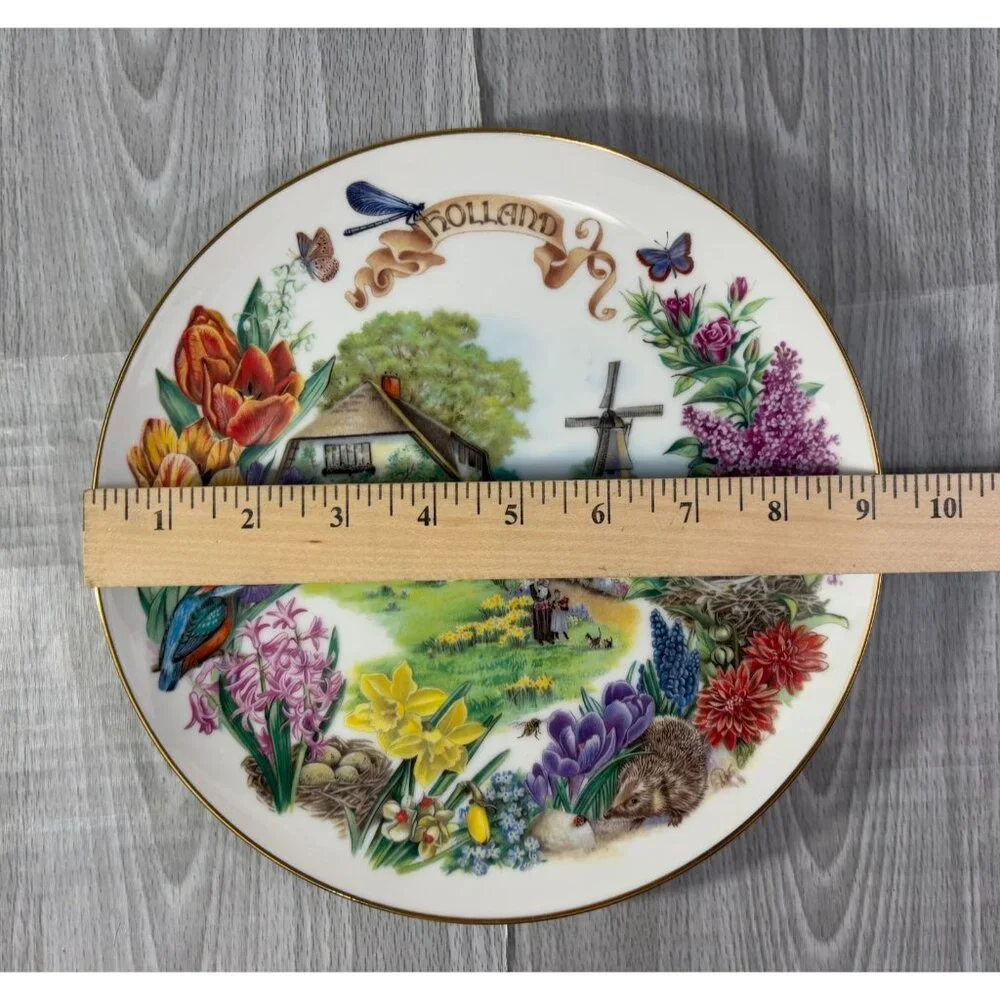 RECO 1988 By Dot Barlowe Plate Gardens flowers floral set x 7 made in USA